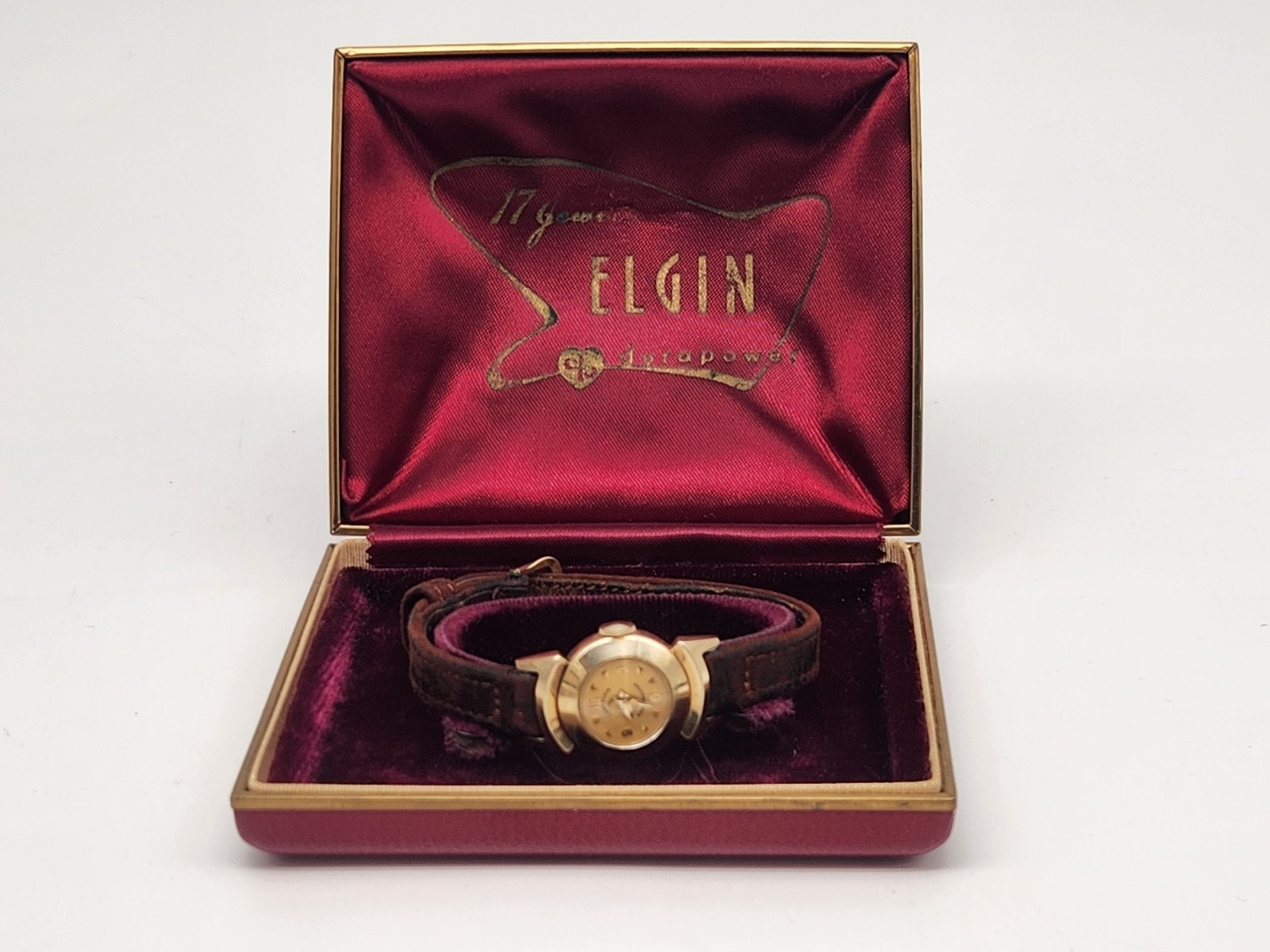 Vintage Lady Elgin 14k Gold Filled Shockmaster 21 Jewels Watch With Box- Rare